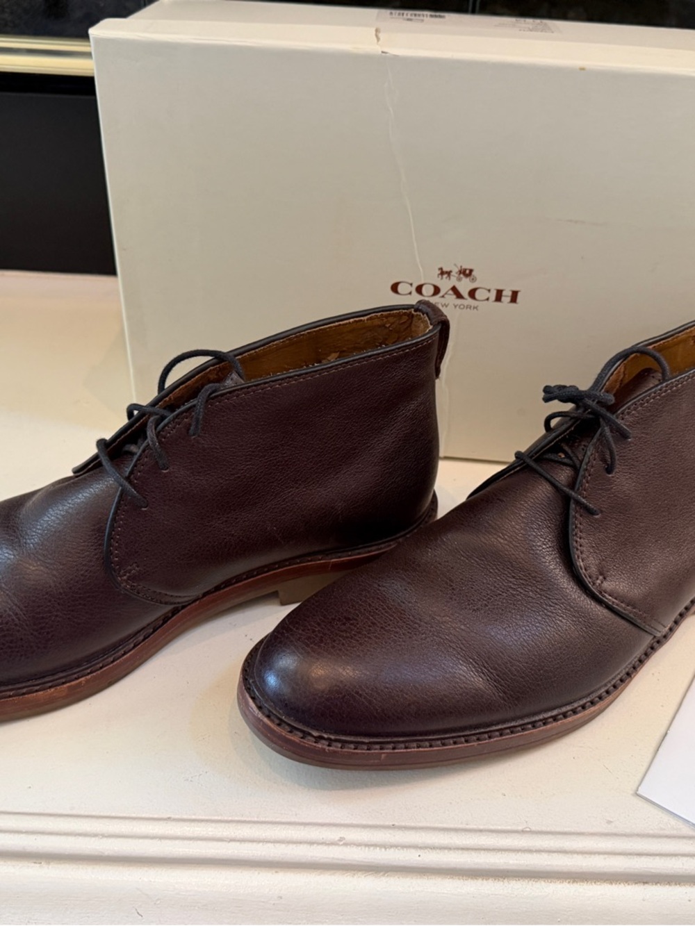 Coach Men's Dark Brown Leather Gavin Mudstone Boots